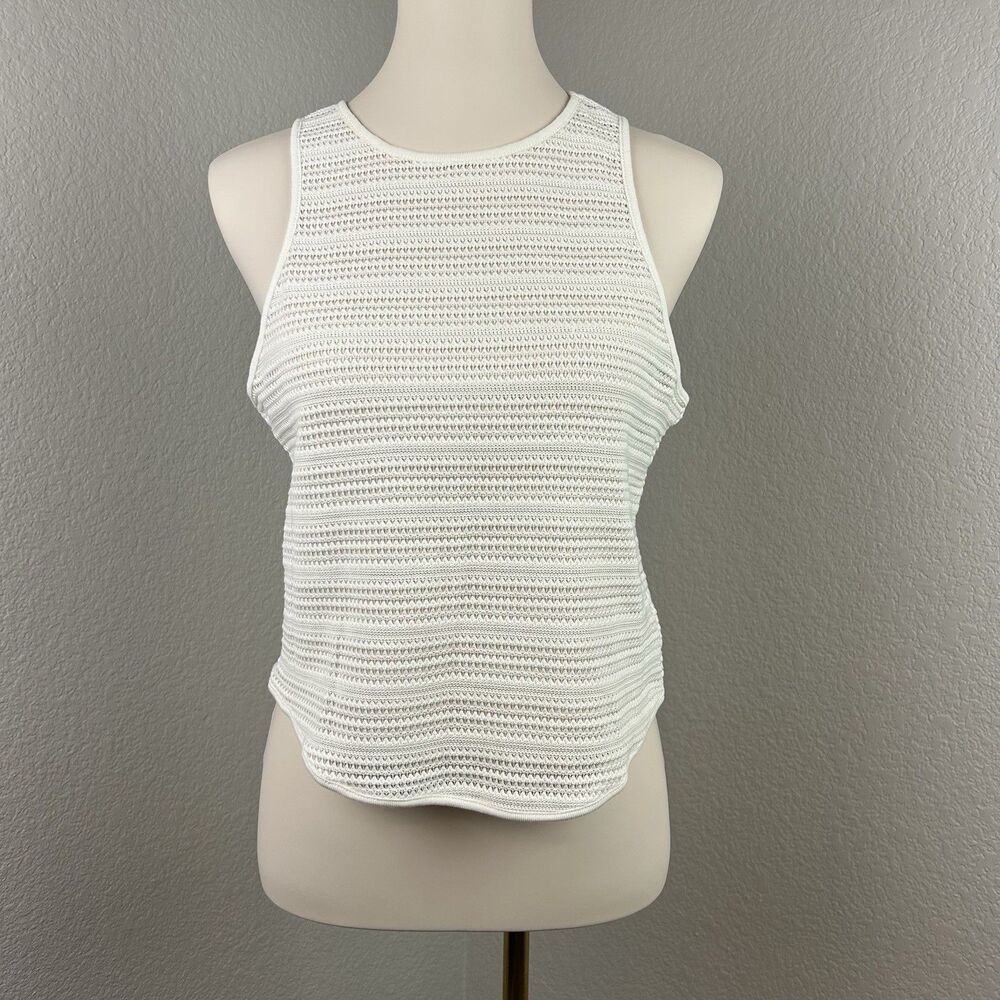 Madewell Women's Tank Crochet Knit Cotton Blend Cream Beach NR243